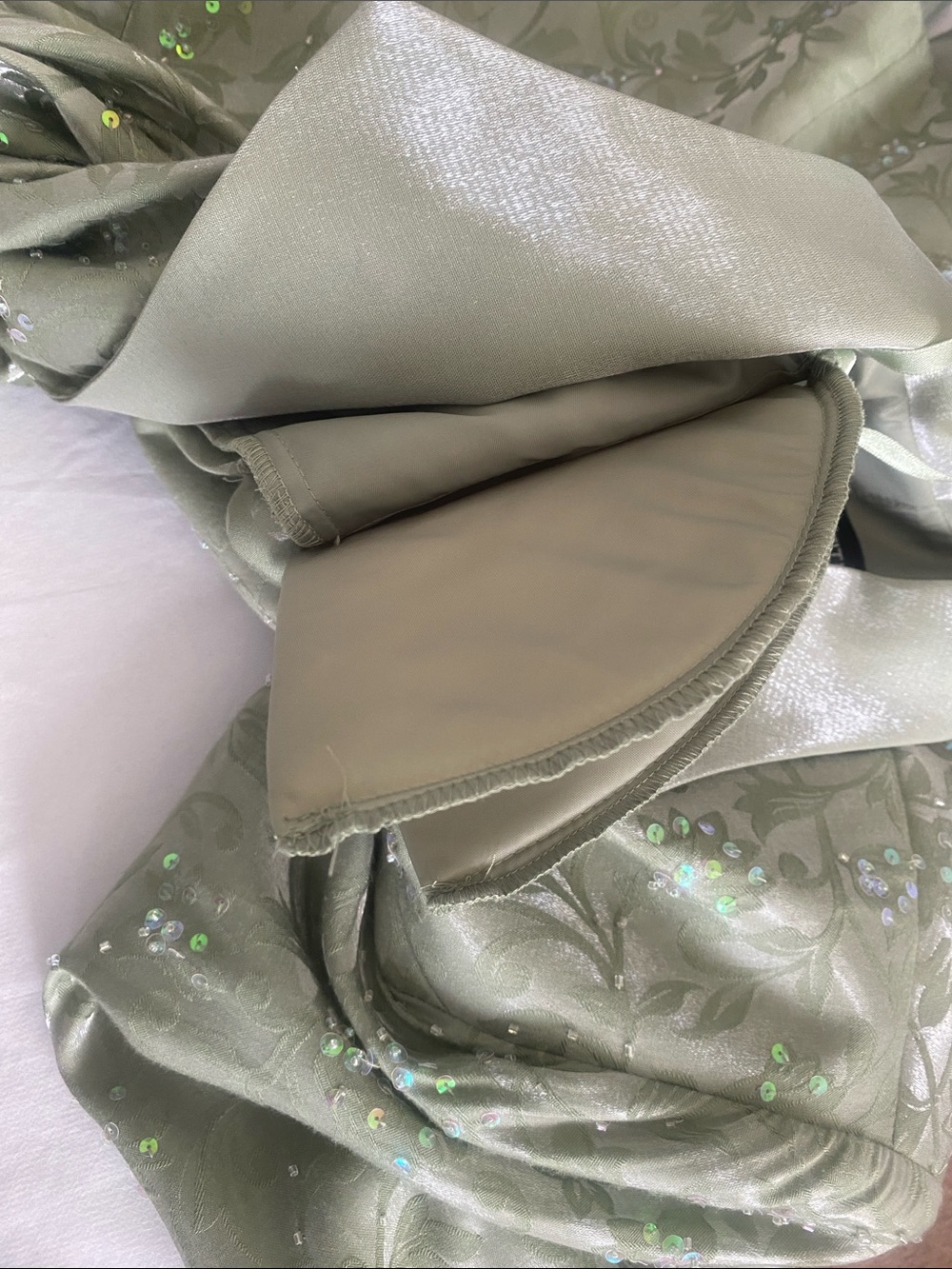 Alex Evenings Pale Green Sequin Two-Piece Maxi Dress with Jacket - Picture 10 of 11